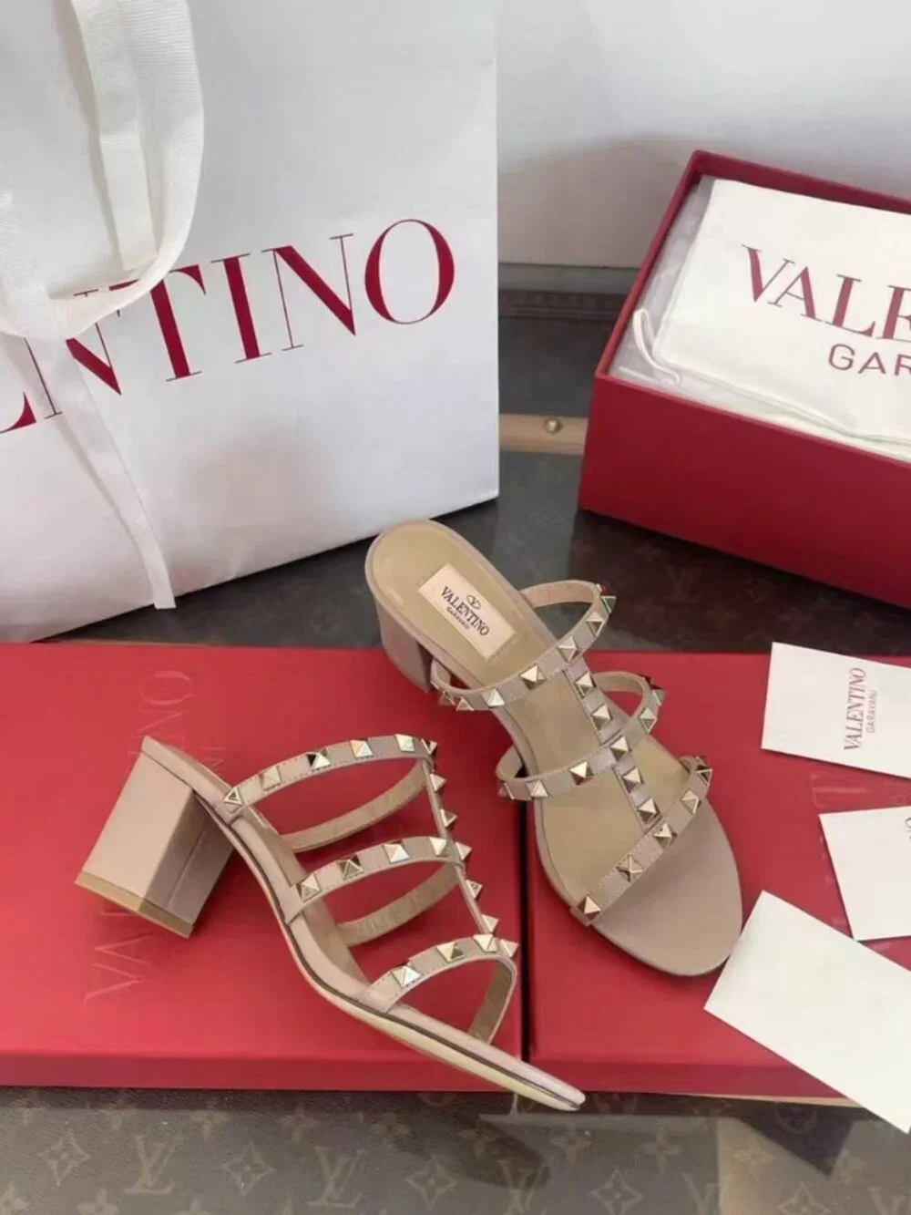 Valentino Rockstud Studded Open‑Toe Mule Heels